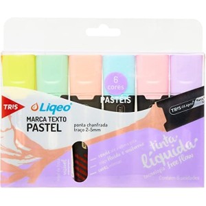 Marcador Texto Flat Tris Liqeo Cores Pasteis 6 Cores