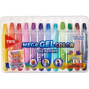 Giz Retrátil,Multicor, pacote de 12 Cores