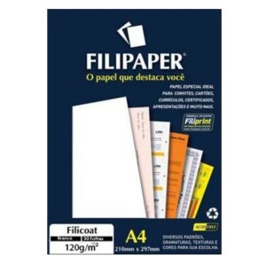 Papel A4 Filicoat 120g com 30 Folhas Branco Filipaper