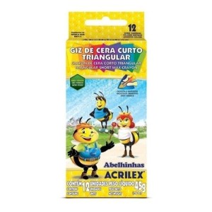GIZ DE CERA CURTO TRIANGULAR 12 CORES ACRILEX