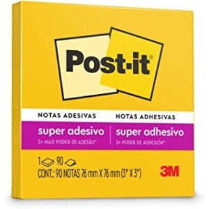Bloco de Notas Super Adesivas Post-it Amarelo Sol 76 mm x 76 mm - 90 folhas