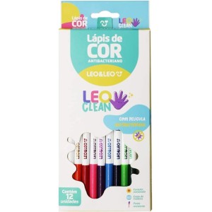 Lapis 12 Cores Madeira Sextavado Leoclean Leoeleo