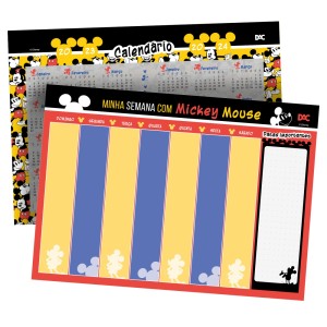 Bloco Semanal de Anotações com 12 Folhas e Calendário Disney Mickey Dac 4190