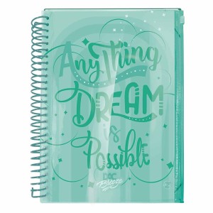 Caderno Colegial Verde Breeze 10 Matérias com Malote Zip DAC 3853
