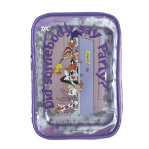 Estojo Baú Grande Warner 100 em PVC Cristal com Zíper DAC 4079