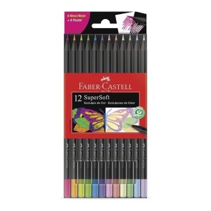 Lápis de Cor EcoLápis SuperSoft 6 Cores Neon e 6 Cores Pastel Faber-Castell