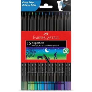 Lápis de Cor EcoLápis SuperSoft 15 Cores Frias Faber Castell