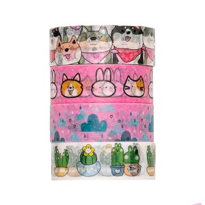 Fita Adesiva Washi Tape Pets com 4 Rolos Plasticover