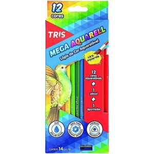 Lápis de cor Aquarela 12 Cores  Mega Aquarell Tris Triangular
