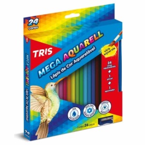 Lápis de cor Aquarela 24 Cores Mega Aquarell Tris Triangular