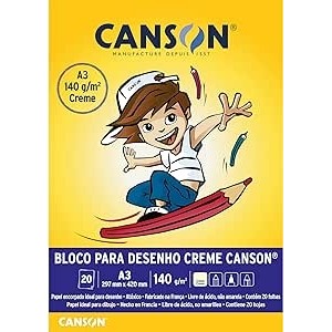 Bloco Desenho Creme A3 140g Canson Creme 20 Folhas
